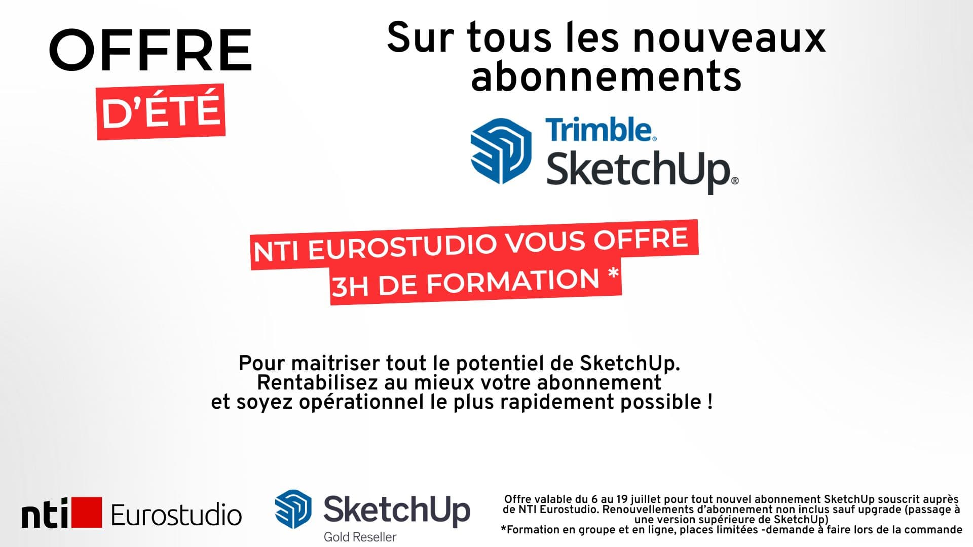 Offre d'été SketchUp - 3h de formation offertes pour tout nouvel abonnement